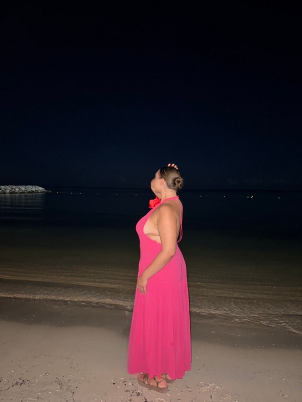 FARM Rio Hot Pink Halter Rosette Maxi Dress - Picture 3 of 14